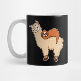 Cute & Funny Sloth Sleeping on Llama Friend Mug